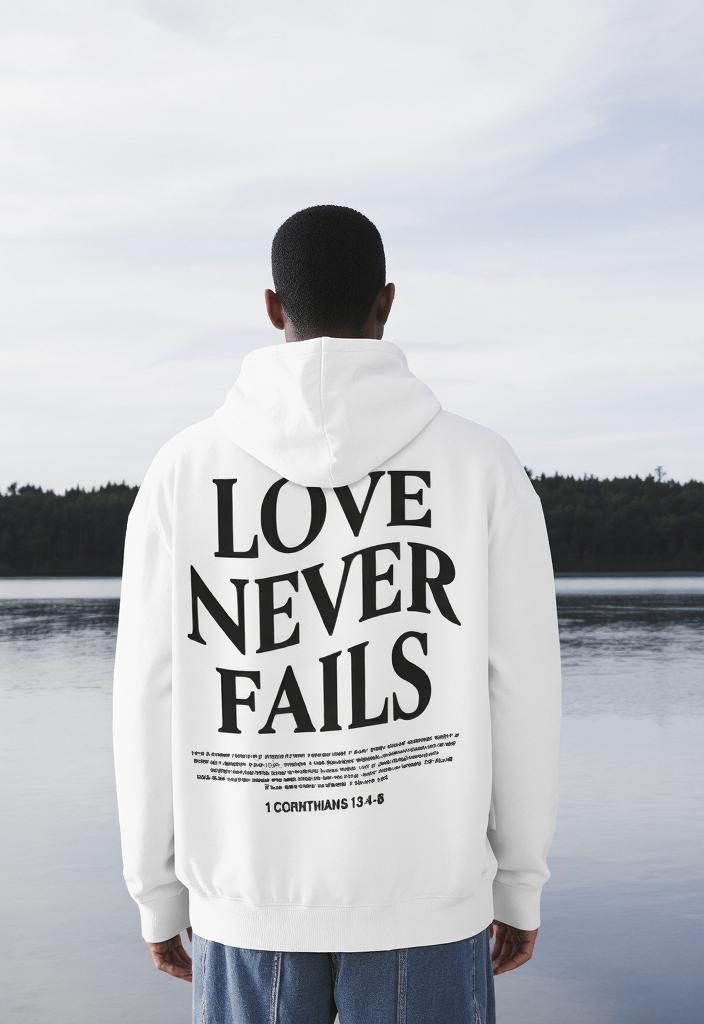 "Love Never Fails 1 Corinthians 13:4-8" Unisex Hoodie