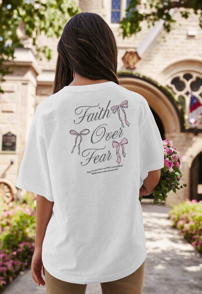 "Faith Over Fear Pslams 118: 6" Unisex Ribbon Tee