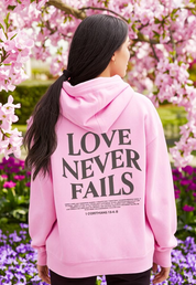 "Love Never Fails 1 Corinthians 13:4-8" Unisex Hoodie