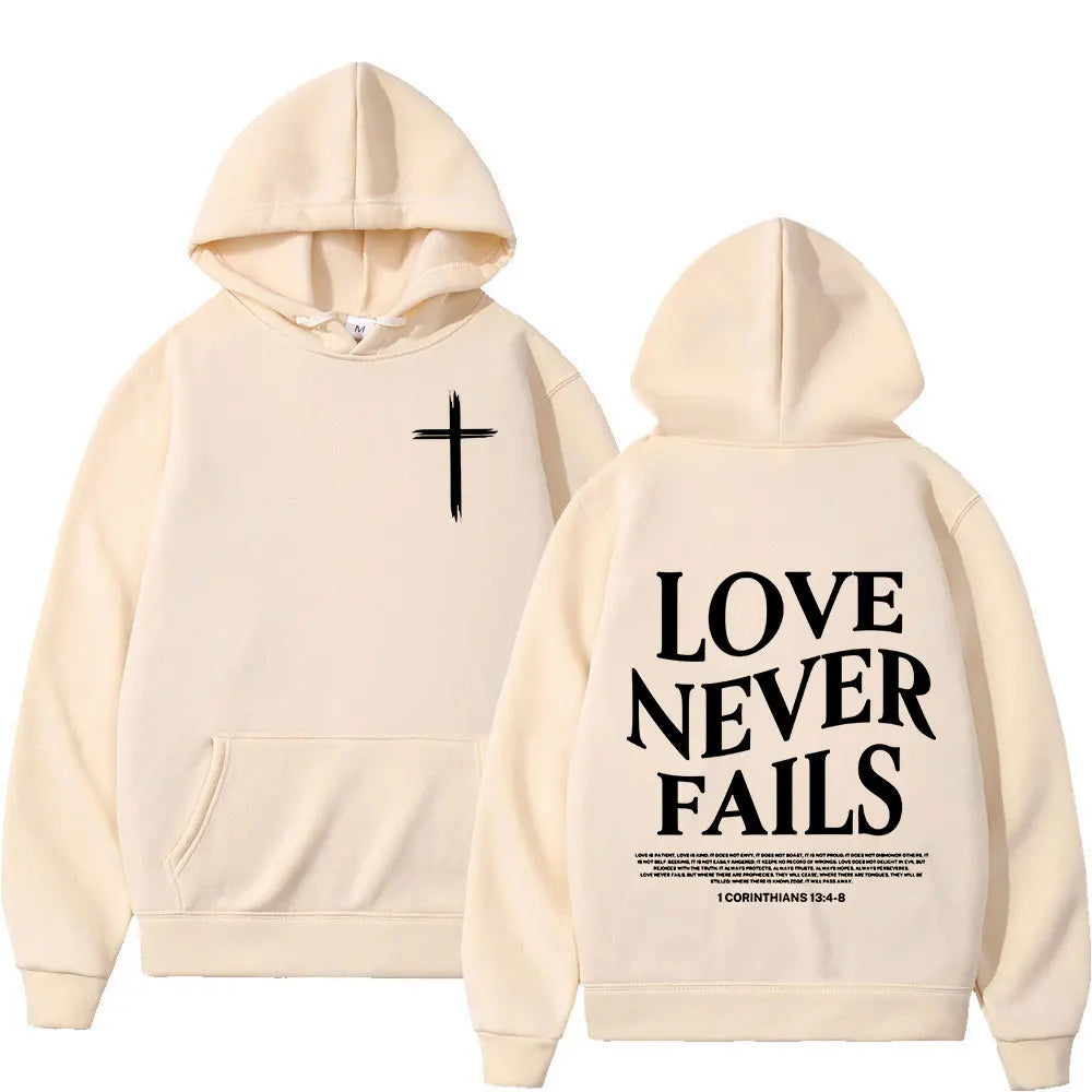 "Love Never Fails 1 Corinthians 13:4-8" Unisex Hoodie