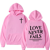 "Love Never Fails 1 Corinthians 13:4-8" Unisex Hoodie