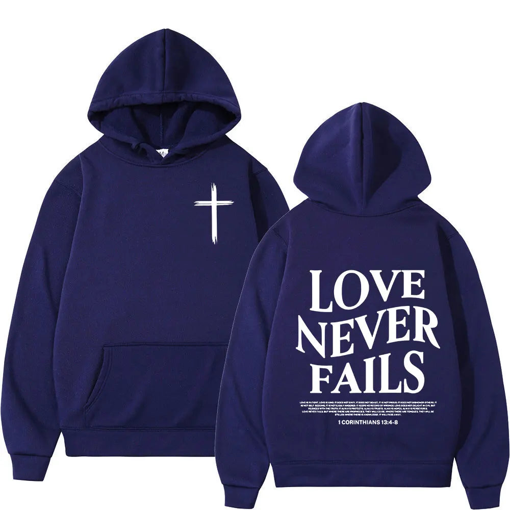 "Love Never Fails 1 Corinthians 13:4-8" Unisex Hoodie