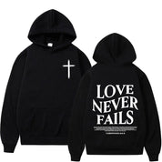 "Love Never Fails 1 Corinthians 13:4-8" Unisex Hoodie