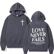 "Love Never Fails 1 Corinthians 13:4-8" Unisex Hoodie