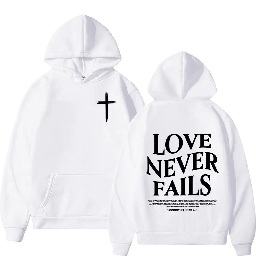 "Love Never Fails 1 Corinthians 13:4-8" Unisex Hoodie