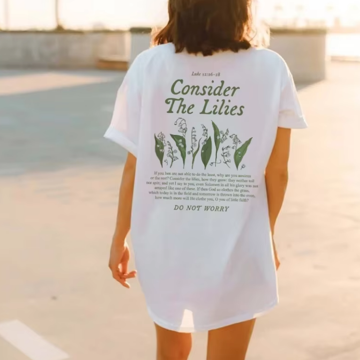 "Consider The Lillies Luke 12:26-28" Unisex Tee
