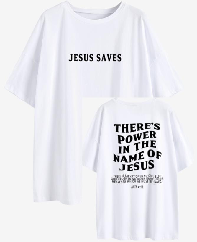 "Jesus Saves; There's Power In The Name Of Jesus Acts 4:12" Unisex Tee