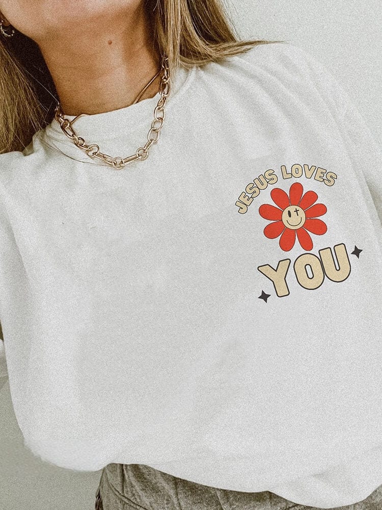 "Good News, Jesus Loves You" Flower Print Unisex Tee - 0 - Believers Brigade