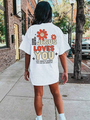 "Good News, Jesus Loves You" Flower Print Unisex Tee - 0 - Believers Brigade