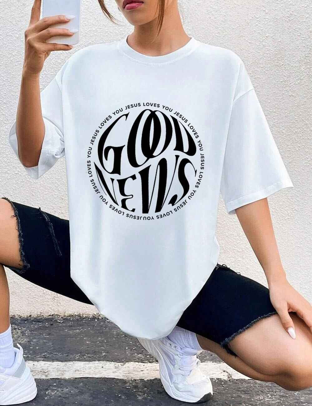 "Good News Jesus Loves You" Unisex Circle Tee - 0 - Believers Brigade