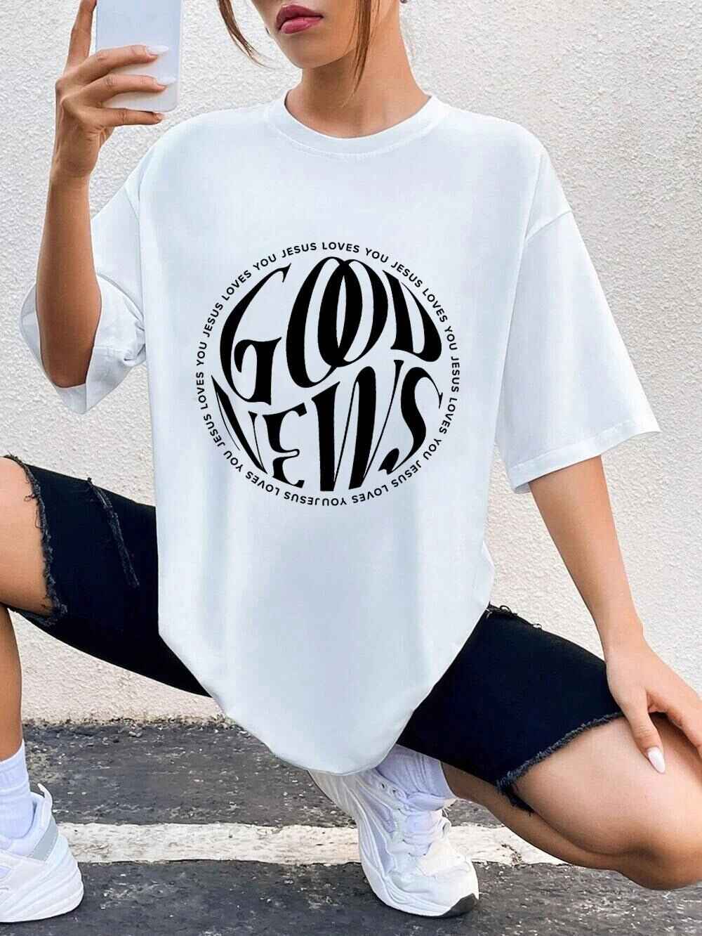 "Good News Jesus Loves You" Unisex Circle Tee - 0 - Believers Brigade