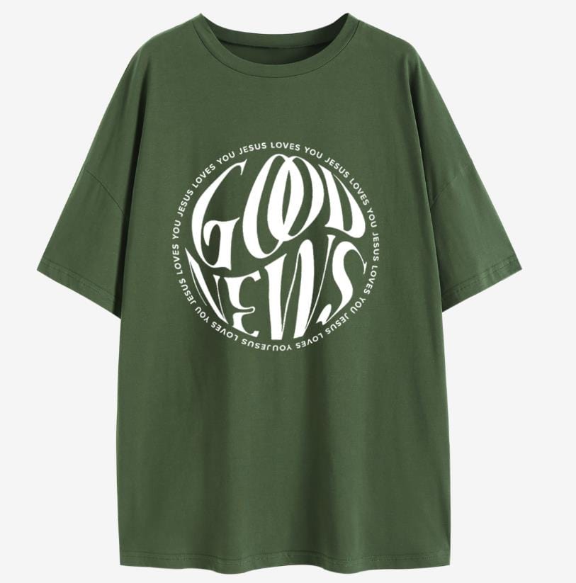 "Good News Jesus Loves You" Unisex Circle Tee - 0 - Believers Brigade